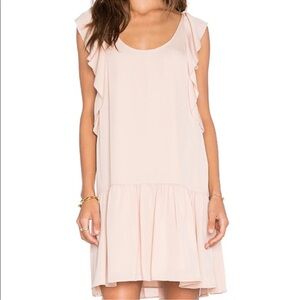 Joie Larose Dress in Garden Rose 100% Silk Ruffle Sleeves Drop‎ Waist XXS Pink